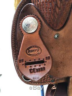 16 Johnny Ruff Custom Barrel Trail Western Horse Saddle FQHB Made in USA CL1131