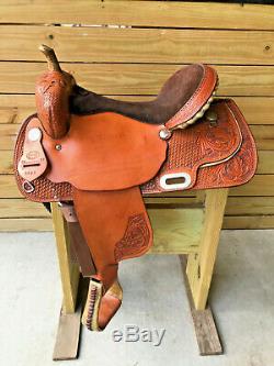 16 Johnny Ruff Custom Barrel Trail Western Horse Saddle Made in USA