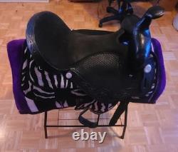 16 King Series Black Leather/Zebra Weatern Saddle