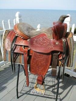 16'' Lamb Saddle Co. Roper Beartrap Buckstitched Western Saddle Sqh Bars 31 Lbs