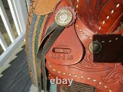 16'' Lamb Saddle Co. Roper Beartrap Buckstitched Western Saddle Sqh Bars 31 Lbs