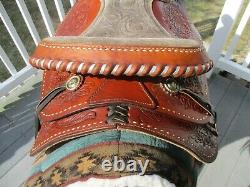 16'' Lamb Saddle Co. Roper Beartrap Buckstitched Western Saddle Sqh Bars 31 Lbs