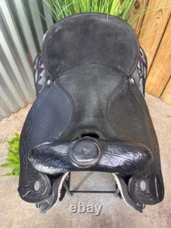 16 Light Weight Leather & Cordura Black Aztec Western Horse Saddle USA