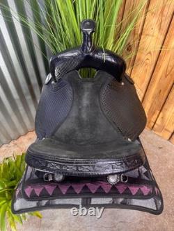 16 Light Weight Leather & Cordura Black Aztec Western Horse Saddle USA