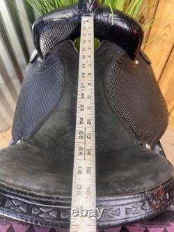 16 Light Weight Leather & Cordura Black Aztec Western Horse Saddle USA