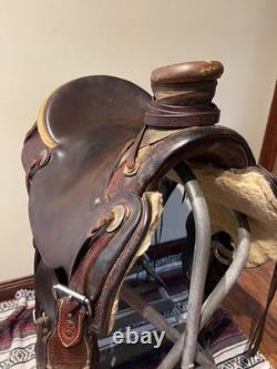 16 Mcall Wade roughout western, ranching, roping, trail saddle
