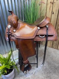 16 ORTHO-FLEX Basket Tooled Western Ranch Style Trail Saddle