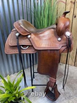 16 ORTHO-FLEX Basket Tooled Western Ranch Style Trail Saddle