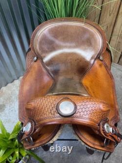 16 ORTHO-FLEX Basket Tooled Western Ranch Style Trail Saddle
