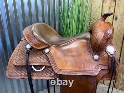 16 ORTHO-FLEX Basket Tooled Western Ranch Style Trail Saddle