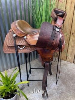 16 ORTHO-FLEX Basket Tooled Western Ranch Style Trail Saddle