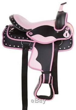 16 Pink Synthetic Western Pleasure Trail Horse Saddle Tack Set Used