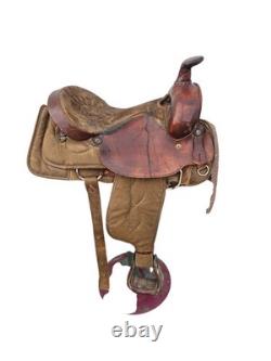 16'' QH big horn #110 Brown Leather & Cordura Western Trail Saddle Light Weight