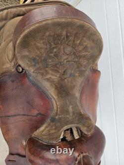 16'' QH big horn #110 Brown Leather & Cordura Western Trail Saddle Light Weight