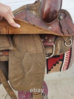 16'' QH big horn #110 Brown Leather & Cordura Western Trail Saddle Light Weight