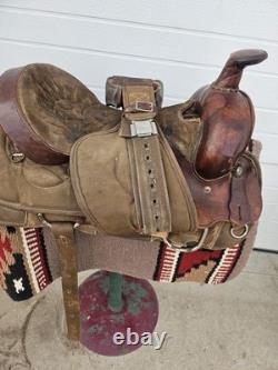 16'' QH big horn #110 Brown Leather & Cordura Western Trail Saddle Light Weight