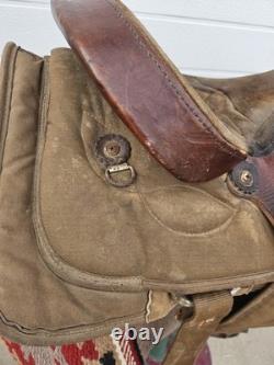 16'' QH big horn #110 Brown Leather & Cordura Western Trail Saddle Light Weight