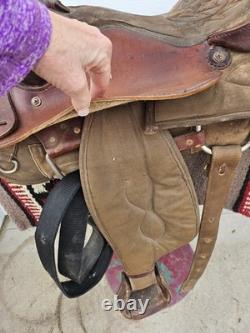 16'' QH big horn #110 Brown Leather & Cordura Western Trail Saddle Light Weight