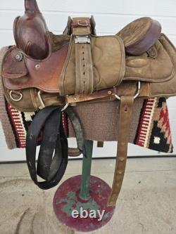 16'' QH big horn #110 Brown Leather & Cordura Western Trail Saddle Light Weight