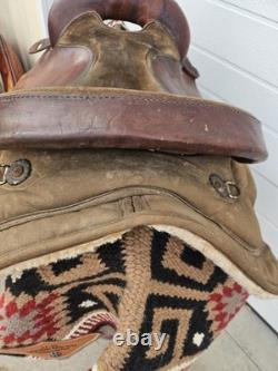 16'' QH big horn #110 Brown Leather & Cordura Western Trail Saddle Light Weight