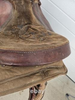 16'' QH big horn #110 Brown Leather & Cordura Western Trail Saddle Light Weight