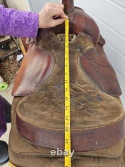 16'' QH big horn #110 Brown Leather & Cordura Western Trail Saddle Light Weight