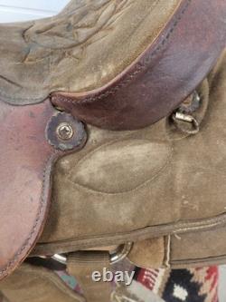 16'' QH big horn #110 Brown Leather & Cordura Western Trail Saddle Light Weight