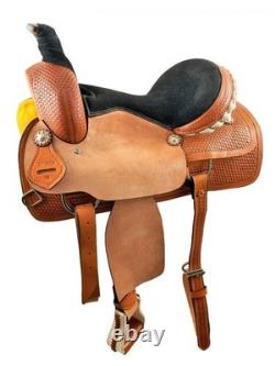 16 Roper Style Horse Saddle With Rough Out Fenders Jockeys Tooling & Suede Seat