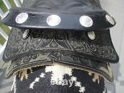 16'' Sqh Buffalo Saddlery Western Show Saddle Floral Tooled Black Leather