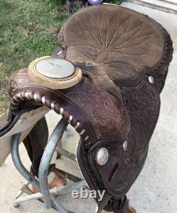 16 TEX TAN Semi QH Bars FLORAL SILVER WESTERN SADDLE Equitation Quality USA