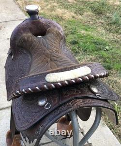 16 TEX TAN Semi QH Bars FLORAL SILVER WESTERN SADDLE Equitation Quality USA