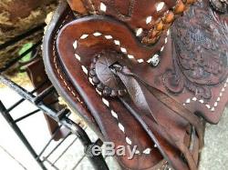 16 Vintage Buckstitched Western Horse Saddle