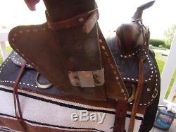 16'' Vintage Western Buck Stitched Saddle Pleasure Trail Or Show Fqhb 36lbs