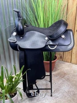 16 WINTEC Western Horse Saddle Semi Bar Light Weight Black CLEAN