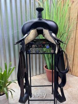 16 WINTEC Western Horse Saddle Semi Bar Light Weight Black CLEAN