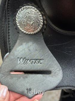 16 WINTEC Western Horse Saddle Semi Bar Light Weight Black CLEAN