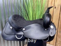 16 WINTEC Western Horse Saddle Semi Bar Light Weight Black CLEAN