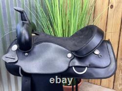 16 WINTEC Western Horse Saddle Semi Bar Light Weight Black CLEAN