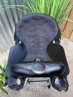16 WINTEC Western Horse Saddle Semi Bar Light Weight Black CLEAN