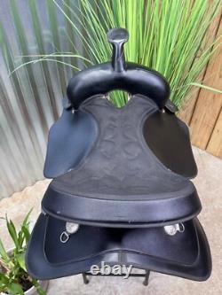 16 WINTEC Western Horse Saddle Semi Bar Light Weight Black CLEAN