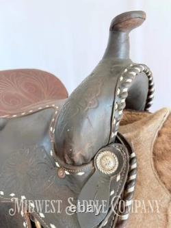 16 Western Buckstitch Ranch Saddle, Floral Tooling 16 Western Buckstitch Ranch Saddle, Floral Tooling