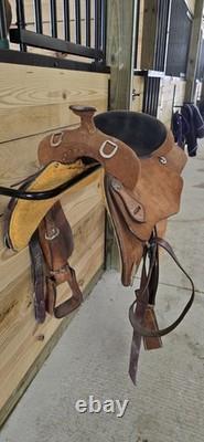 16 Western Training Saddle Silver Royal Natural Roughout Leather