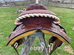 16 Western all-around saddle withantiqued conchos, matching tack