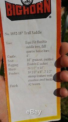 16 big horn trail saddle no. 1652 flex tree full quarter horse bars