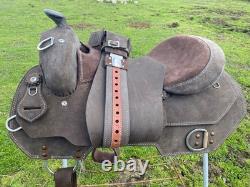 16 chocolate rough out Western training saddle NWOT