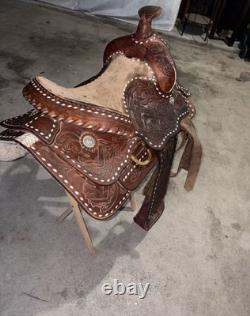 16-inch Tooled Western Saddle Unbranded