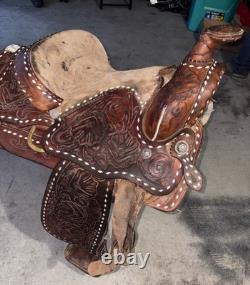 16-inch Tooled Western Saddle Unbranded