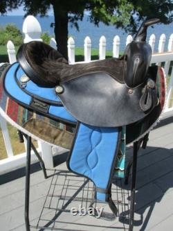 16''king series #176 QH BARS Blue Western leather & cordura Trail saddle USA