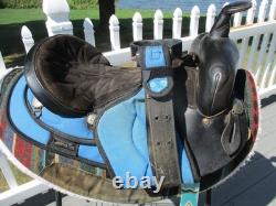 16''king series #176 QH BARS Blue Western leather & cordura Trail saddle USA