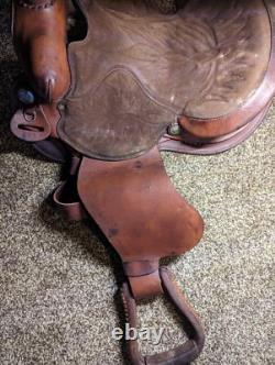 16in handmade by williams leather horse saddle USED